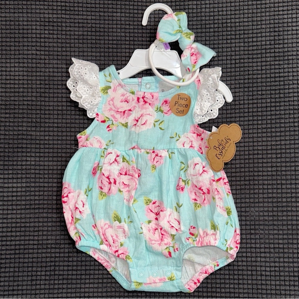 Baby Essentials Pastel Floral Dress with matching bow! 🎀👗